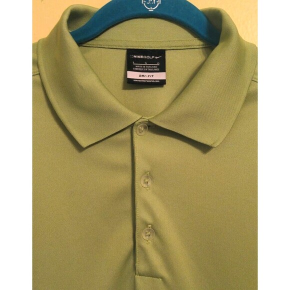 Nike Golf Shirt Sport Dri-Fit  Short Sleeve Green Solid Polo Men's Size Large - Picture 5 of 8